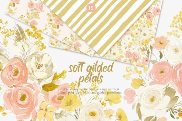 Download Soft Gilded Floral Clipart &amp; Patterns - Premium Resources