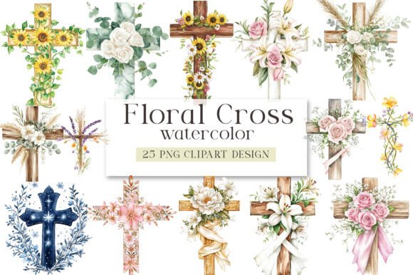 Download Watercolor Floral Cross Clipart - Premium Resources