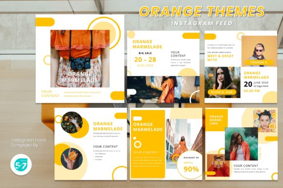 Download Instagram Feed Template - Orange Themes - Instagram feed template Collection