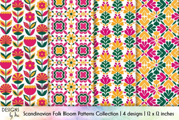 Download Scandinavian Folk Floral Patterns - Floral Collection
