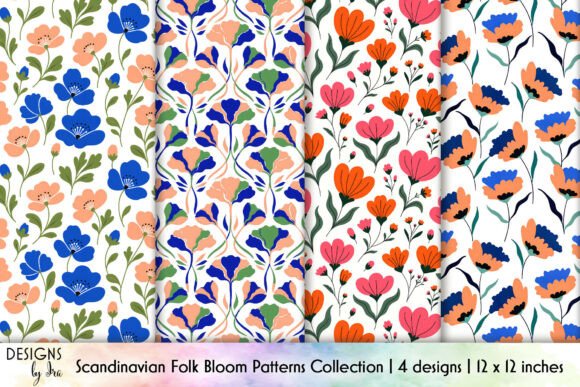 Download Scandinavian Folk Floral Patterns - Floral Collection