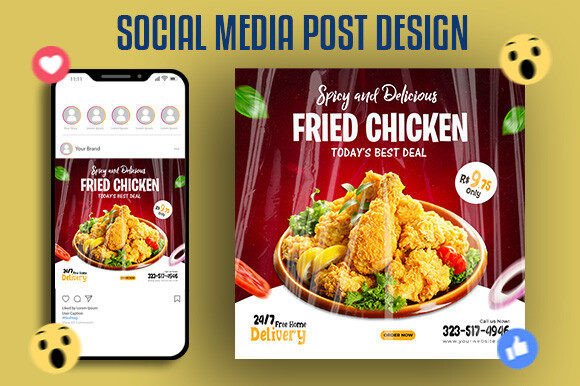 Download Delicious Fried Chicken Post Design - Chic Collection