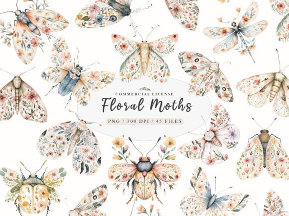 Download Watercolor Botanical Floral Luna Moth - Floral Collection